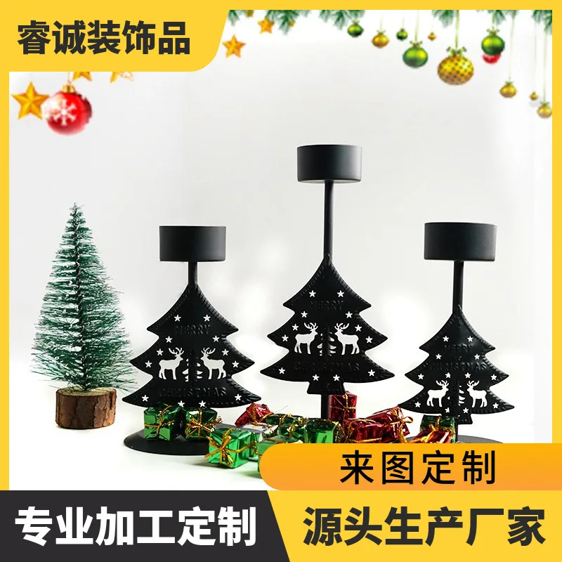 

Customized Candle Holder Iron Art Crafts Home Black Decorations European Style Festival Decoration