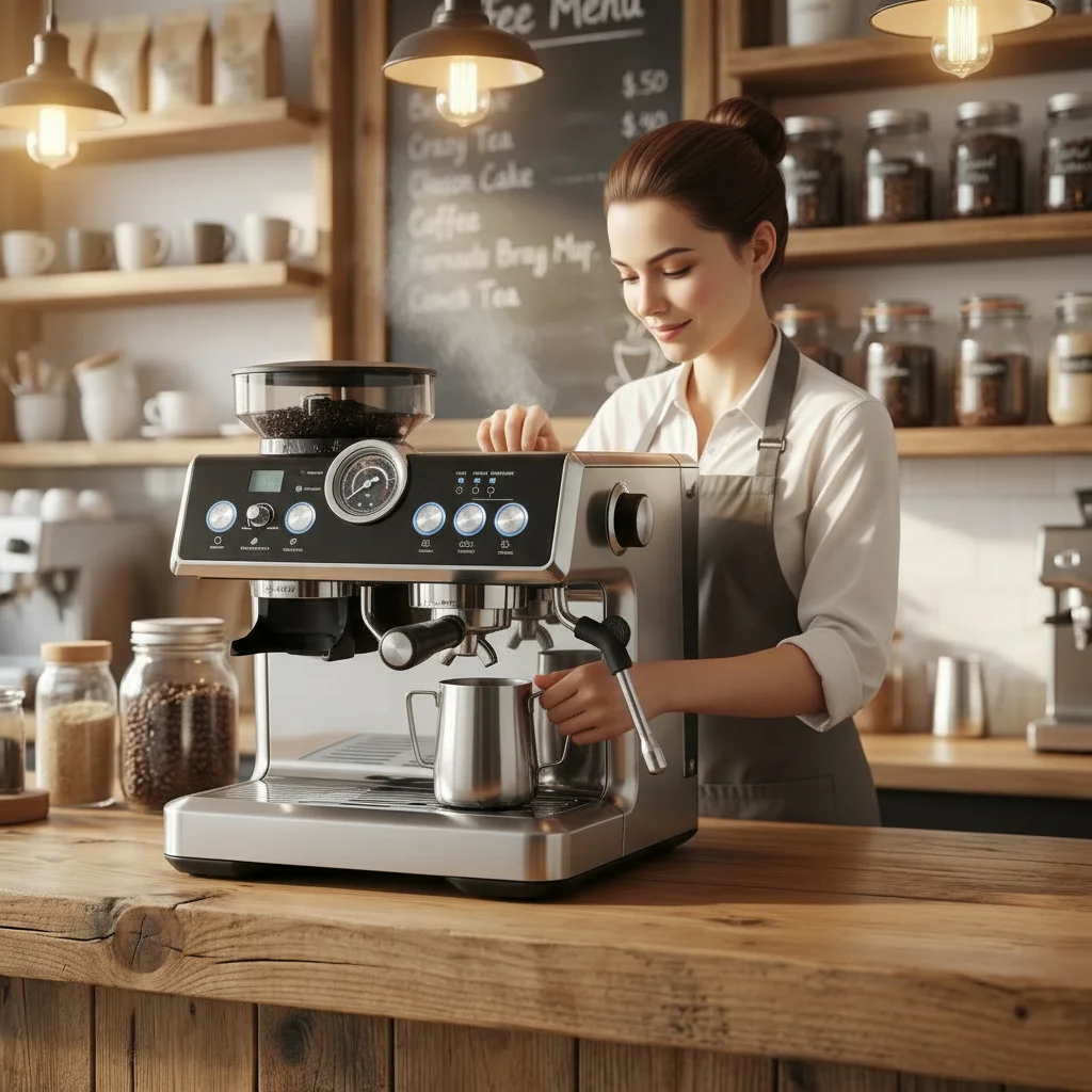 3-In-1 professional espresso machine 58mm semi-automatic coffee machine with grinder, electric ，for hotels