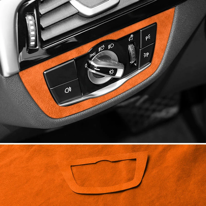 For BMW 5er G30 G38 6GT G32 Headlight Switch Button Light Control Panel Trim Sticker Made of Alcantaras Car Interior Accessories view 4