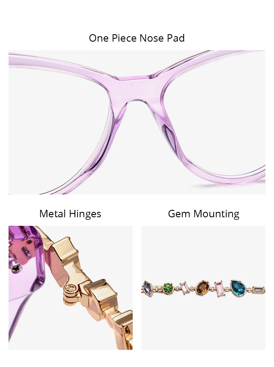 HEPIDEM Acetat Metall Diamanten Brillen Rahmen Frauen 2026 Neue Marke Design Gläser Mode Cat Eye Brillen Brille 9400 – Detail 3