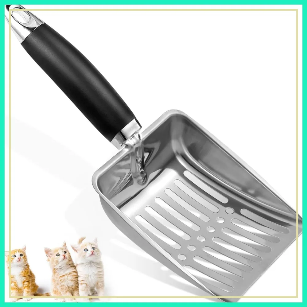 

Stainless Steel Cat Litter Scoop, 10 Inch Mesh Shovel for Kitty Litter Box, Easy Clean, Sturdy Metal