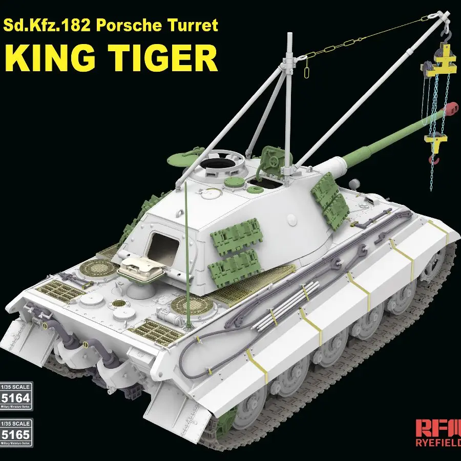 RYE FIELD Sd.Kfz.182 KING TIGER Porsche Turret with 2-Ton Crane RFM-5164 1/35 / Workable Tracks（No internal structure）