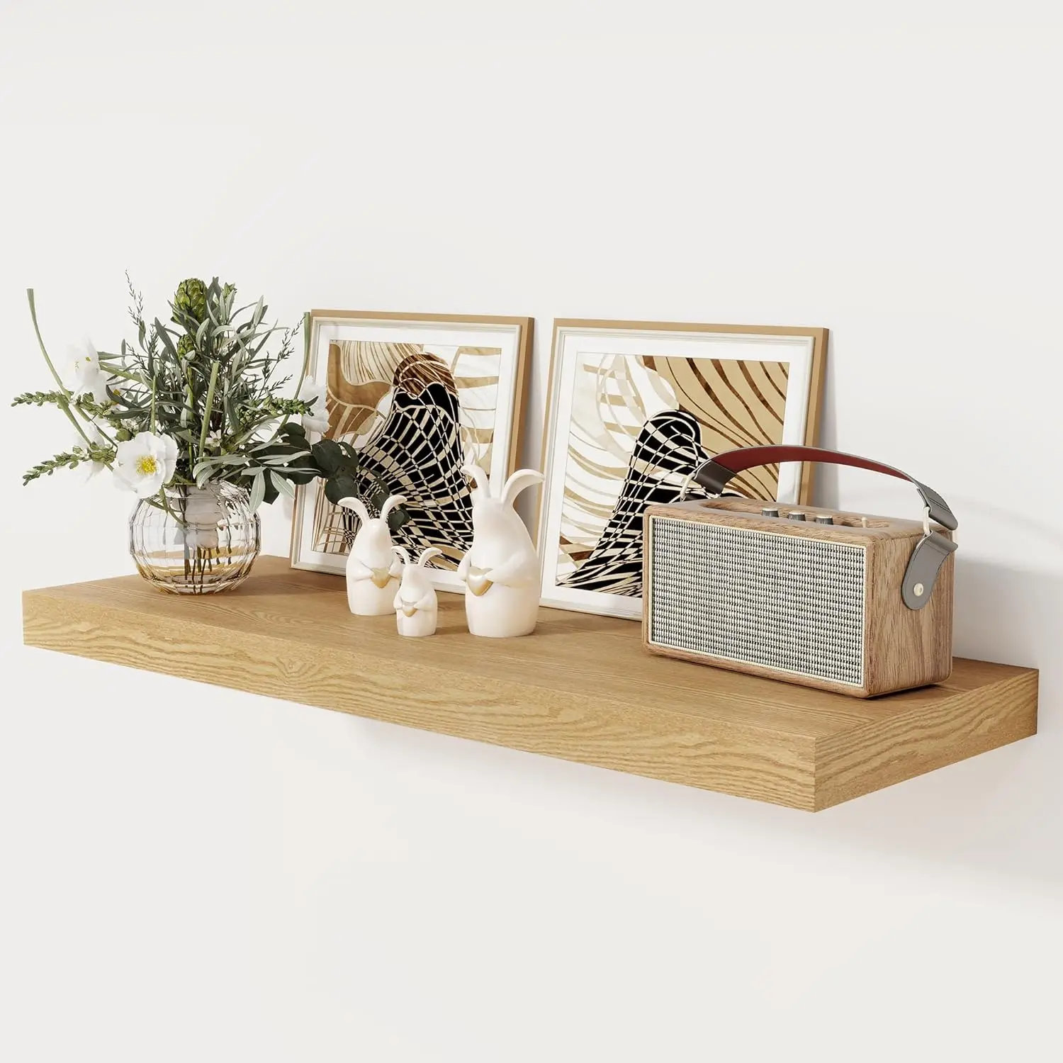 

36" x 12" Floating Shelf, 2" Thick Wall Shelf for Storage & Display, Oak, 1-Pack