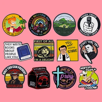 ציטוטי סדרה מצויר חמוד אנימה ציטוטים סמלים סימוני בגדים לאמייל סיכת נשים תכשיטים אביזרים מתנות