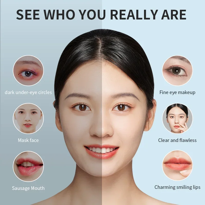 메이크업 거울 접이식 디자인, 가정용 여행용 휴대용 화장대 거울, 비즈니스 조명 확대 거울