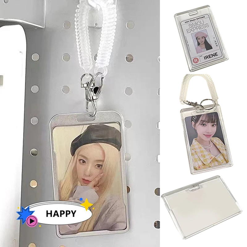 

1PC Transparent Acrylic Photocard Holder Kpop Album Photocard Bus Card Id Holder Pendant Keychain Simple School Stationery