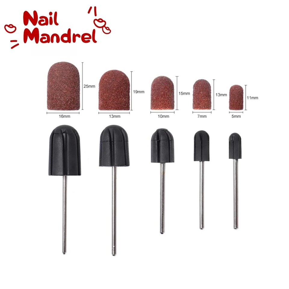 5/10pcs Nail Rubber Sanding Bands Nail Drill Sanding Bands Caps Mandrel Grip Cutters For Sanding Bands Nail Tools