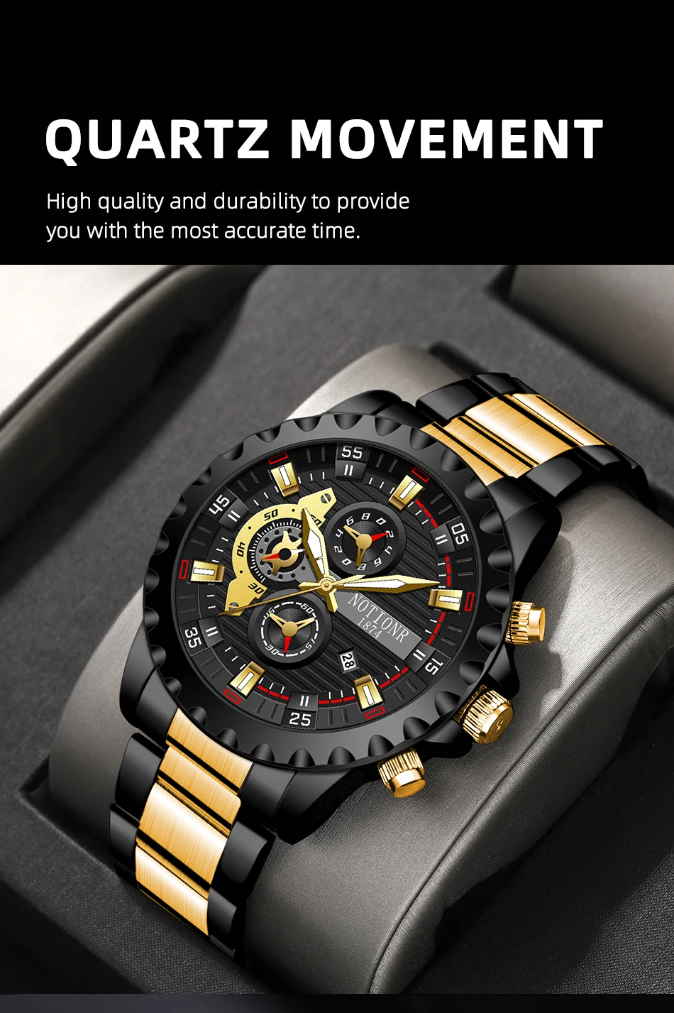 NOTIONR Top Brand Luxury Men Watch Quartz Man Watches Waterproof Luminous Watch for Men Date Sport Wristwatch