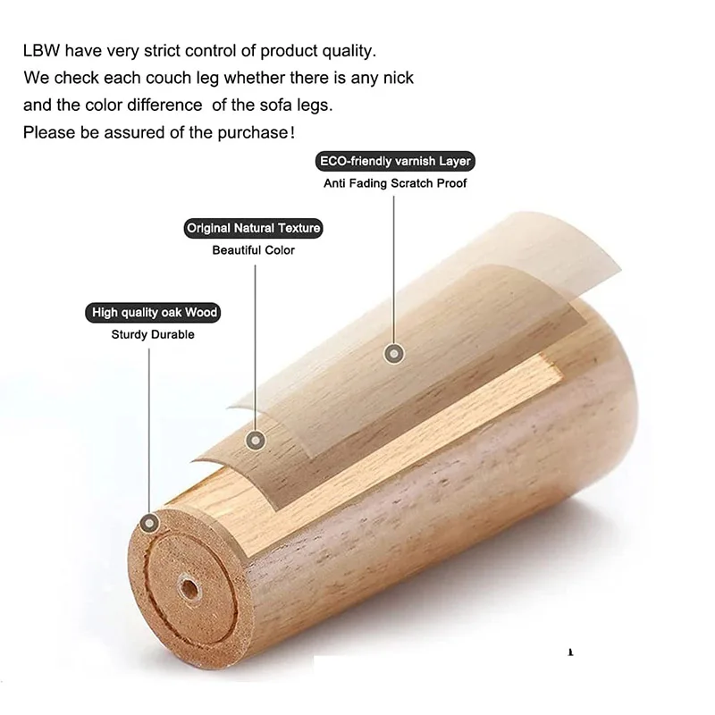 4Pcs Solid Wood Furniture Legs Height10-30cm Inclined Cone Sofa Bed Cabinet Table and Chair Replacement Feet Sloping