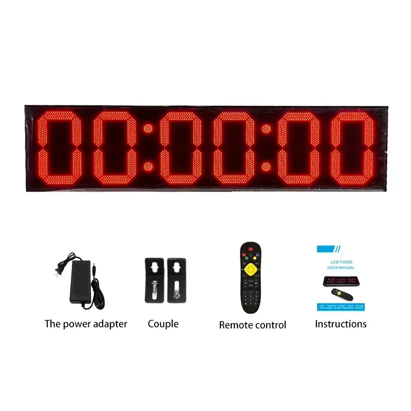 Luck Challenge 10 Seconds Game Timer Double-sided Display Rechargeable 12-inch 6-digit LED Red Digital Countup Timer