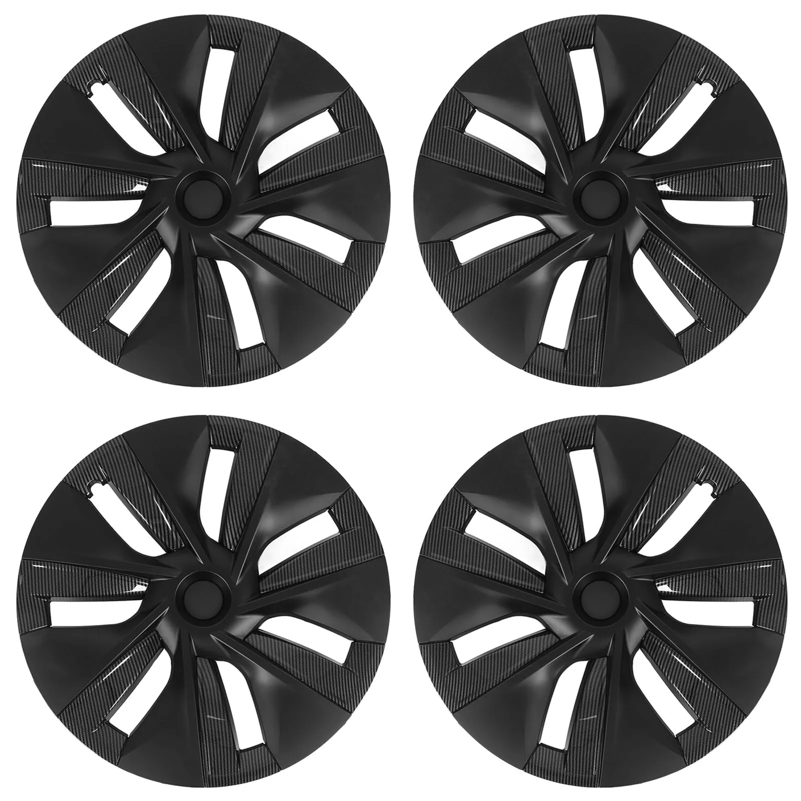 

4 Pcs 19in Wheel Hub Cover Cap Fully Wrap Hubcap Rim Protector Trim Replacement for Tesla Model Y 2020‑2023 Carbon Black