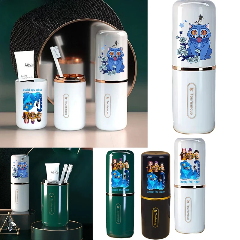 

KPop Demon Hunters Rumi Туалетные принадлежности Коробка для хранения зубной пасты Чашка для зубной щетки Аниме Мужчины Женщины Многофункциональная дорожная чашка для полоскания рта