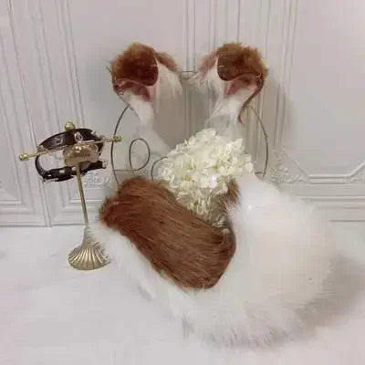 

Hand Made Anime Beast Ear Shepherd Dog Tail Wolf Cat Fox Ear Hairhoop Lolita Halloween Christmas Game Party Cosplay Prop