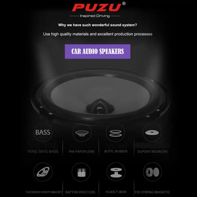 2pcs 6.5 Inch 90W Full Range Frequency Car Audio Speaker Heavy Mid-bass Ultra-thin Modified Speaker Non-destructive Installation