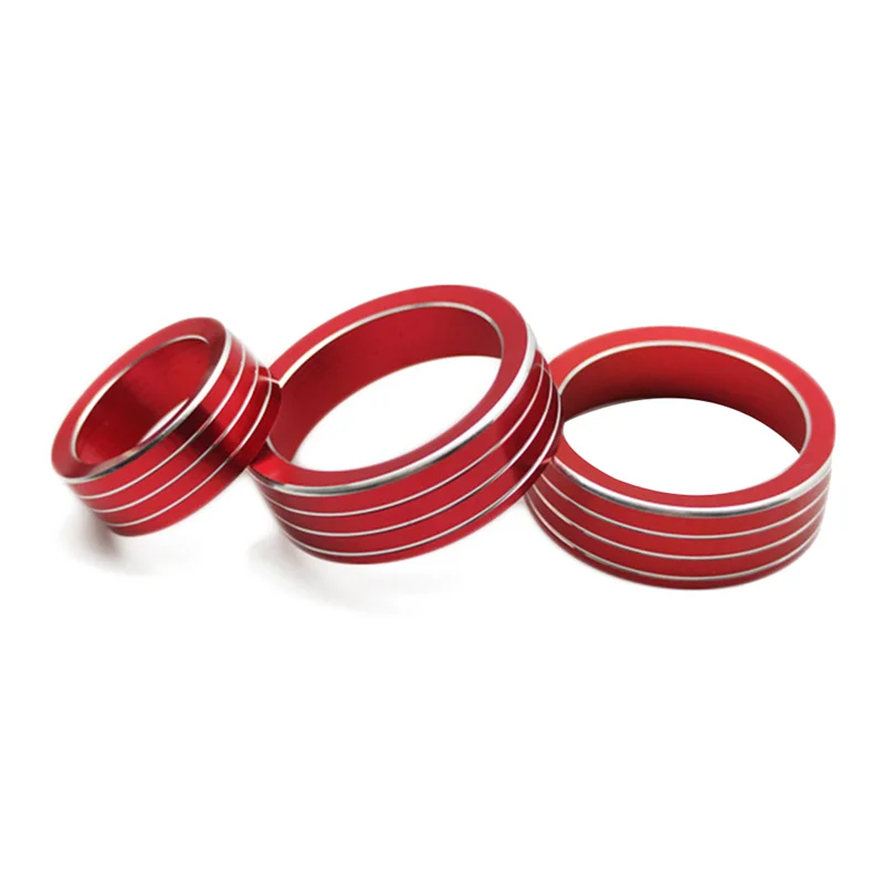 

3Pcs Air AC Knob Control Volume Red Cover For Subaru XV Forester 2018-2023 Car Center Console Knob Ring Kits