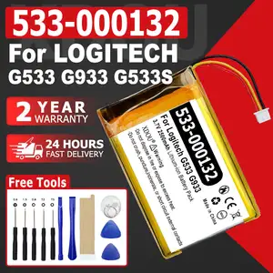 Bilashmart Brand BackShell 533 000132 Battery Logitech G533 G933 2500mAh 603450 533 000132 Rechargeable Battery + Free Tools