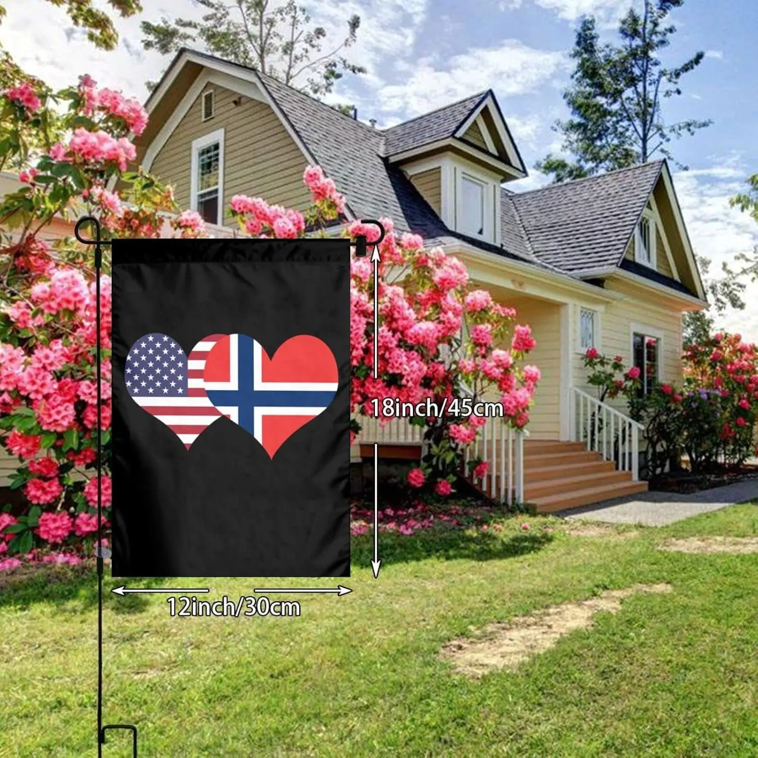 American Flag And Norwegian Flag Garden Flags Outdoor Yard Decorative Flag Banners 12 X 18 Inches Garden Decoration