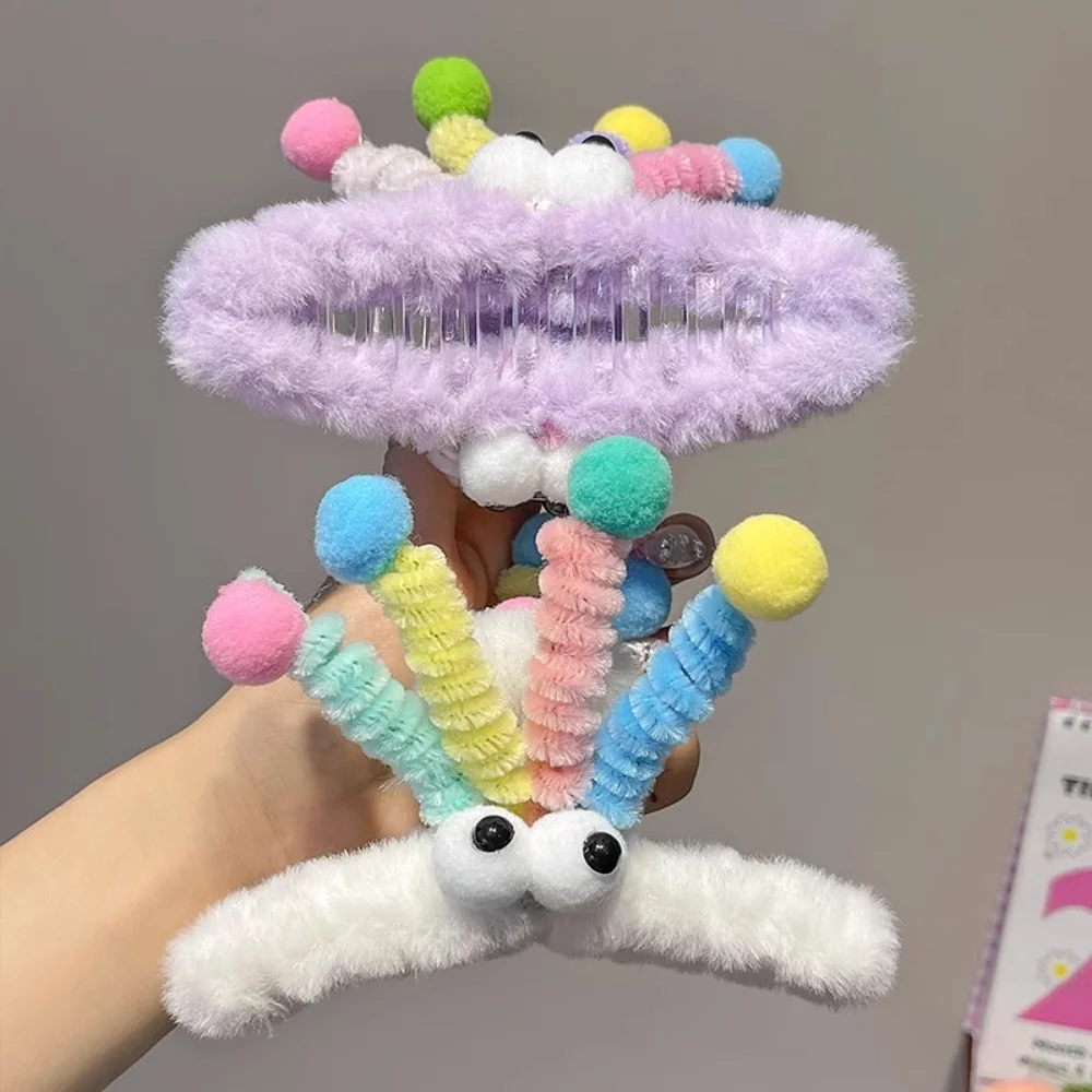 Grappige Pluche Haarklauw Harige Barrette Krab Hoofddeksels Winter Haarclip Cartoon Ogen Schattige Zoete Haarspeld Vrouwen Meisje Haaraccessoire