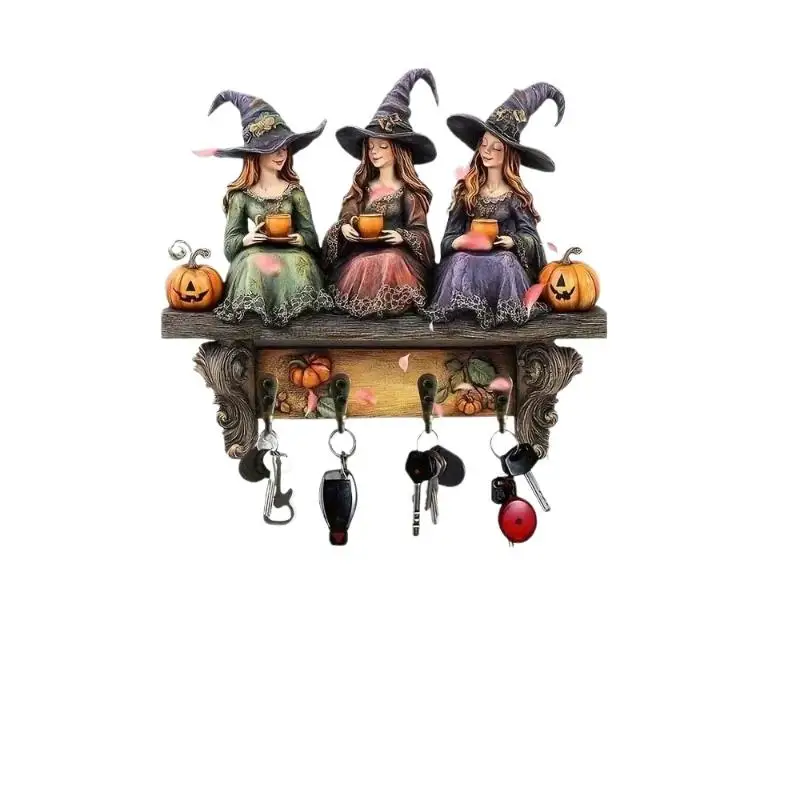 Neuer Halloween-Anhänger, flache dekorative Holzornamente, Schlüsselhalter, dekorativer Holzanhänger – Detail 6