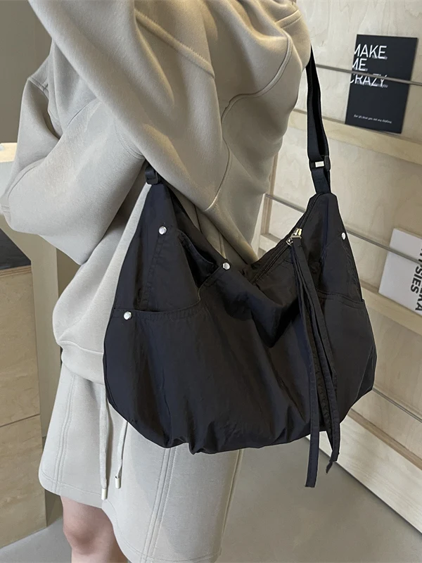 

Повседневная женская большая холщовая сумка через плечо Capaci, модная сумка для пельменей, один ремень, застежка-молния