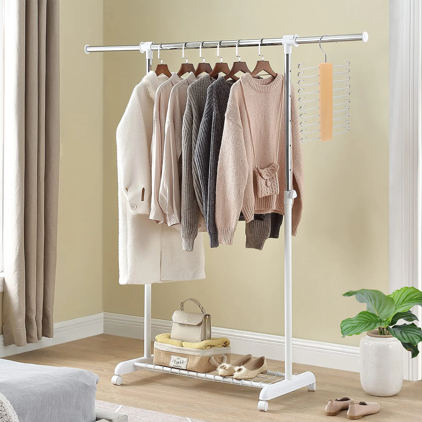 

Natural Wood Tie Hanger Sturdy Belt Scarf Organizer Rack for Closet Large Capacity Multi-Purpose Tie Holder Home Storage