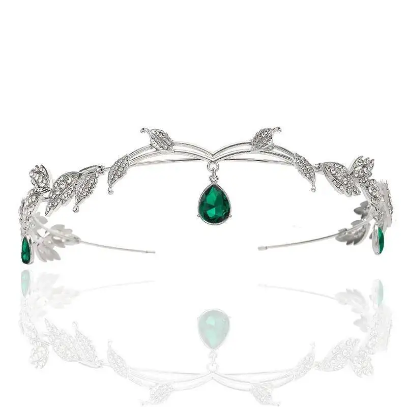 Leaves Drop Forehead Ornament Crystal Crowns For Women Bridal Tiaras Super Immortal Escape Princess Wedding Hair Accessories