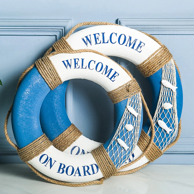 Navy Mediteranean Sea Family Adorment Life Buoy Wall Hanging Decorations Bar Home Decor Props Nautical Life Ring Wedding Crafts