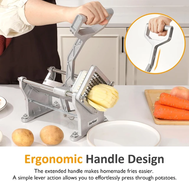 Commercial French Fry Cutter, Heavy Duty Potato Slicer With 3 Blades (1/2", 3/8", 6-Wedge), Stainless Steel Vegetable Chopper 4