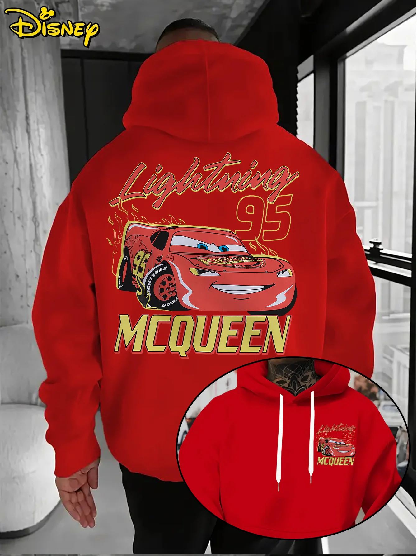 

Disney Boys Girls Pullover Hoodies Lightning McQueen No.95 Print Soft Comfy Stylish Loose-Fit Large Long Sleeve Autumn Winter