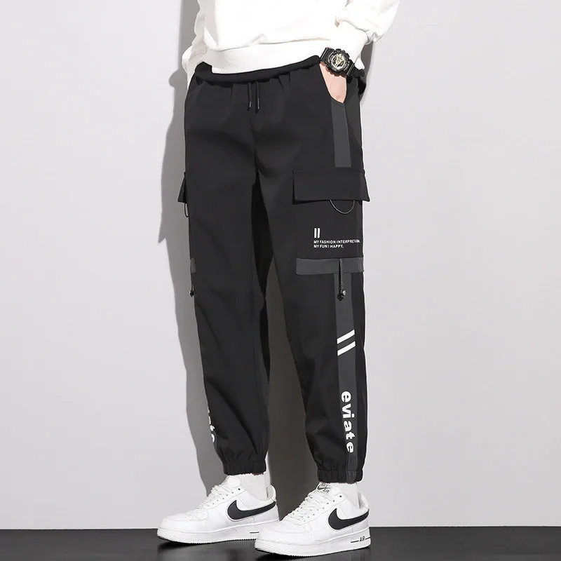 

Японские рабочие брюки, свободные повседневные галстуки для мужчин, осенние и зимние спортивные брюки для мальчиков, универсальные мужские комбинезоны-карго
