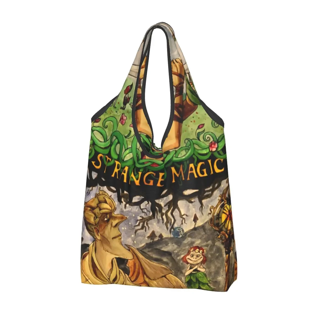 

Custom Animation Strange Magic Groceries Shopping Bags Funny Shopper Shoulder Tote Bag Large Capacity Portable Handbag