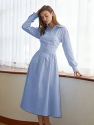 AEL Minimalism Dress for Women New Waist Shirt Dress with Women Long Shirt Dress