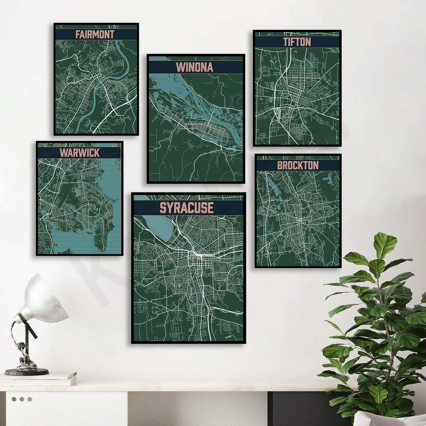 Charles Fort Collins Syracuse Fairmont Winona Woonsocket Billings Tifton Newport Warwick San Diego Brockton. City Map Poster