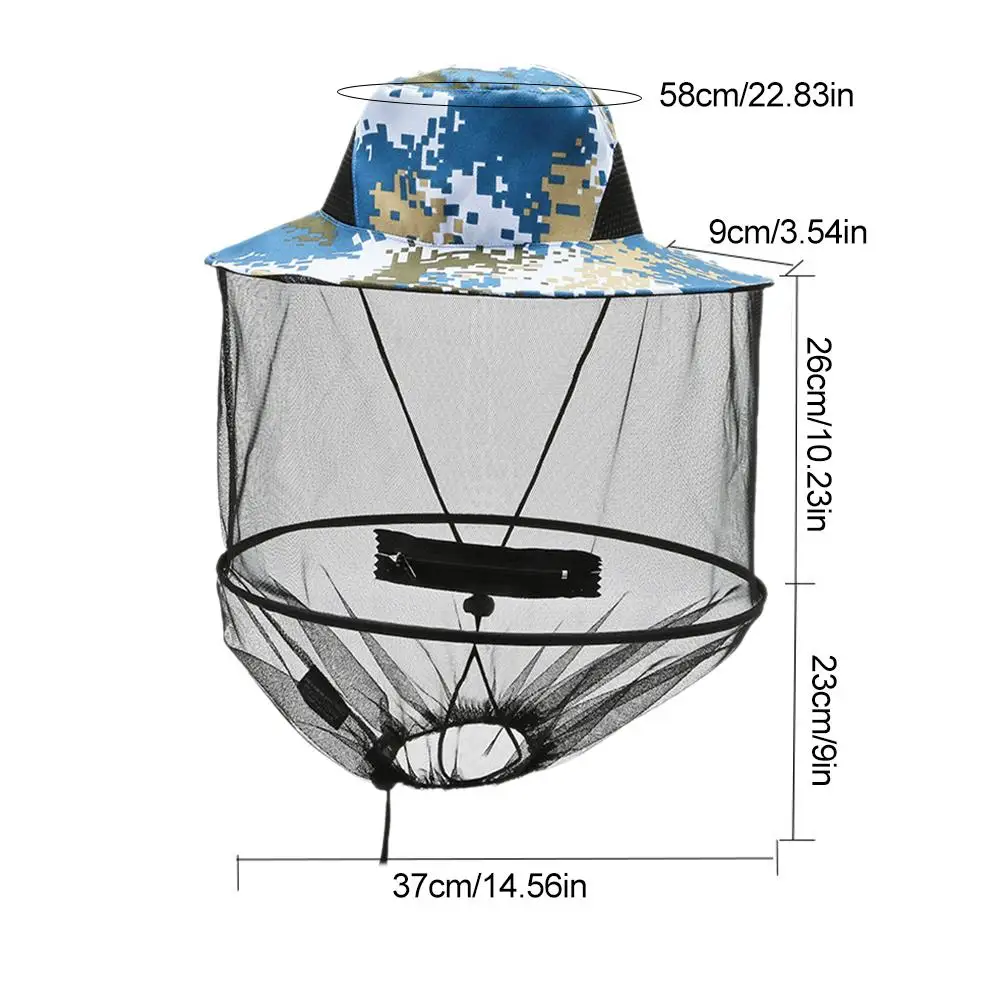 Outdoor Sunscreen Mosquito Hat Insect Bee Protection Cap Foldable Sun-proof Sunshade Hat Net Mesh Insect Proof Cap Unisex