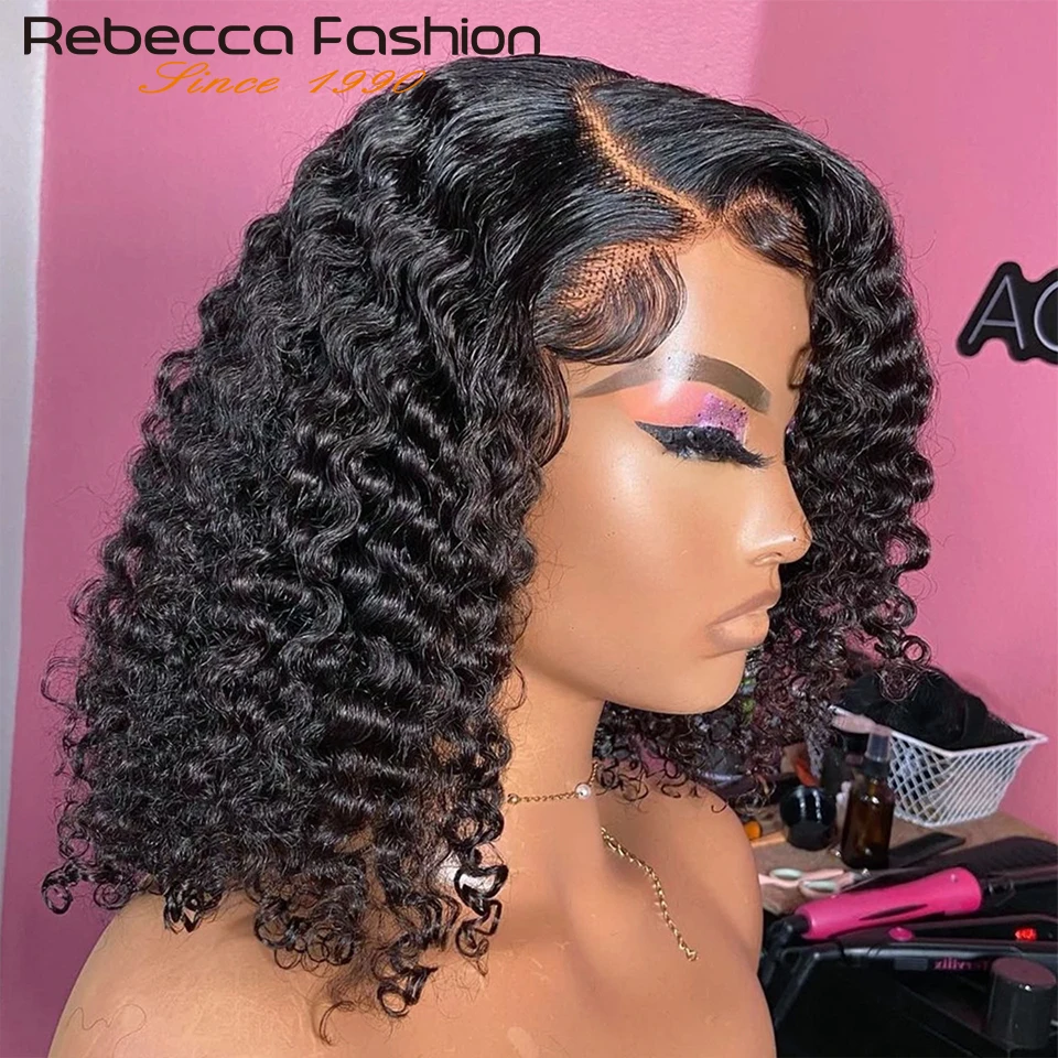 

Short Curly Human Hair Bob Wig Kinky Curly Lace Front Human Hair Wigs Pre Plucked Brazilian Part Lace Wig Put On And Go