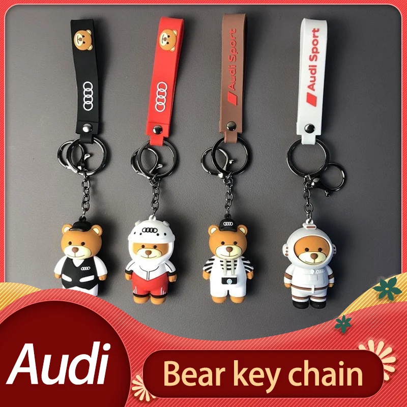 

New Audi Teddy Bear Toy Keychain Pendant Cartoon Creative Cute Couple Gift For Audi A1 A3 A4 A5 A6 Q3 Q4 Q5 Q7 Q8 S3 S4 S5 S6