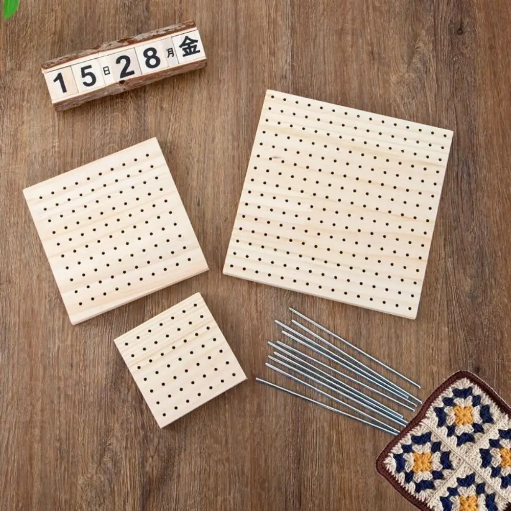 DIY Crochet Blocking Boards Wooden Weave Accessory Knitting Blocking Mat Square with Stainless Steel Rod