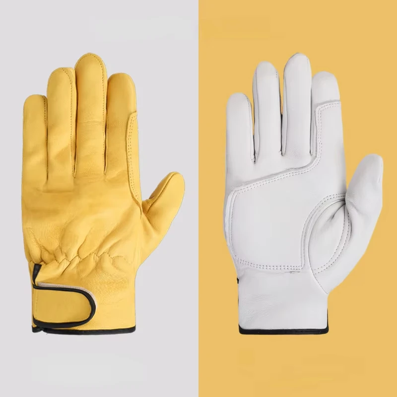 Work gloves sheepskin leather workers work welding safety protection garden sports motorcycle driver wear-resistant gloves