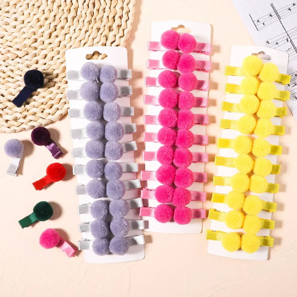 5/10/20Pcs Solid Plush Hair Ball Hair Clips for Baby Girls Hairpins BB Hair Bangs Clip Headwear Kids Hair Accessories Ornaments