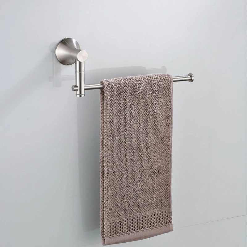 

Rotated Nickel Brush Swivel Stainless Steel Wall Mounted Bathroom Towel Rail Holder Rack Shelf Single Layer