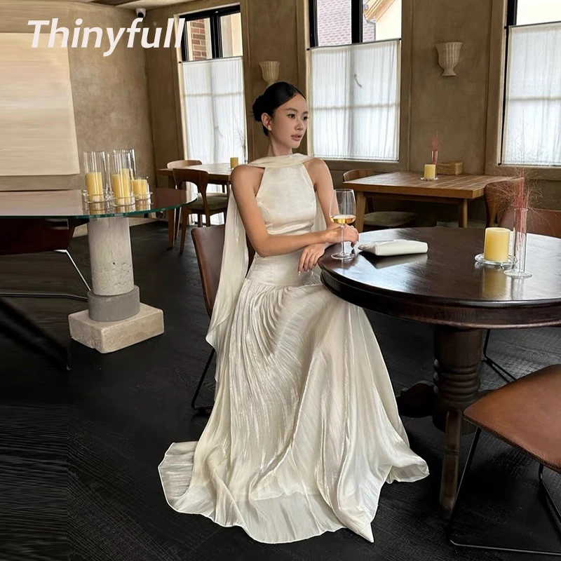 

Thinyfull A-line Arab Prom Dresses Sleeveless O-neck Glitter Evening Dress Long Formal Occasion Gown Robe De Soirée Customized