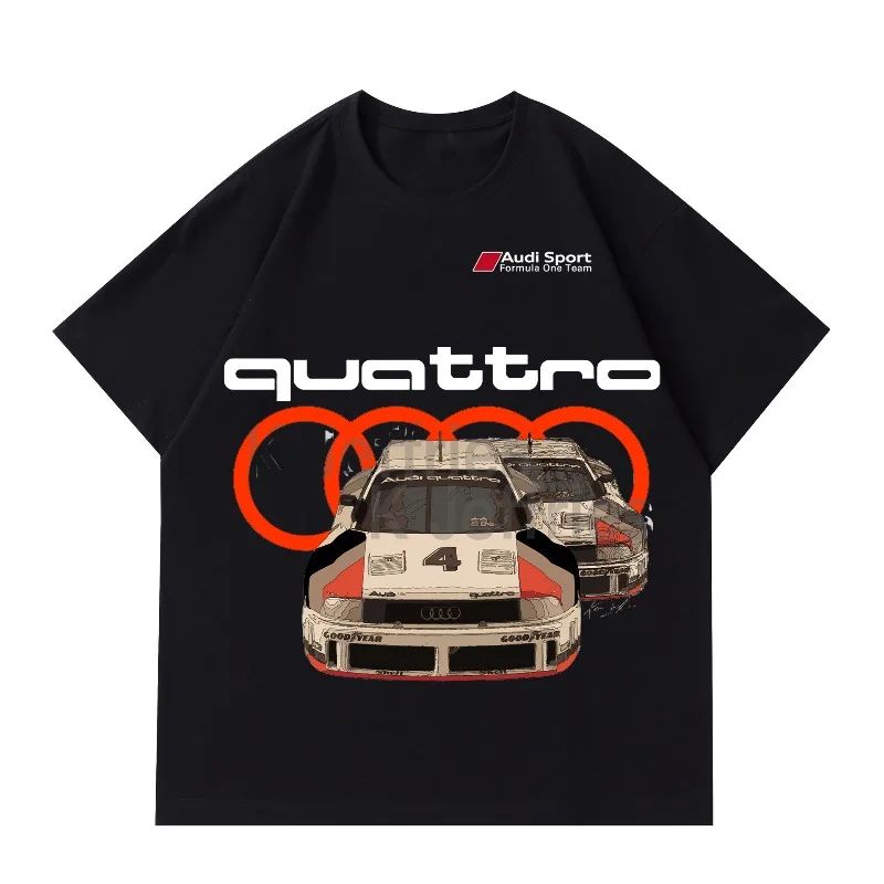 

Audi Retro American Muscle Car Pattern Print, Refreshing for Summer Sweat Absorption Men'S Round Neck Comfortable Short Sleeved