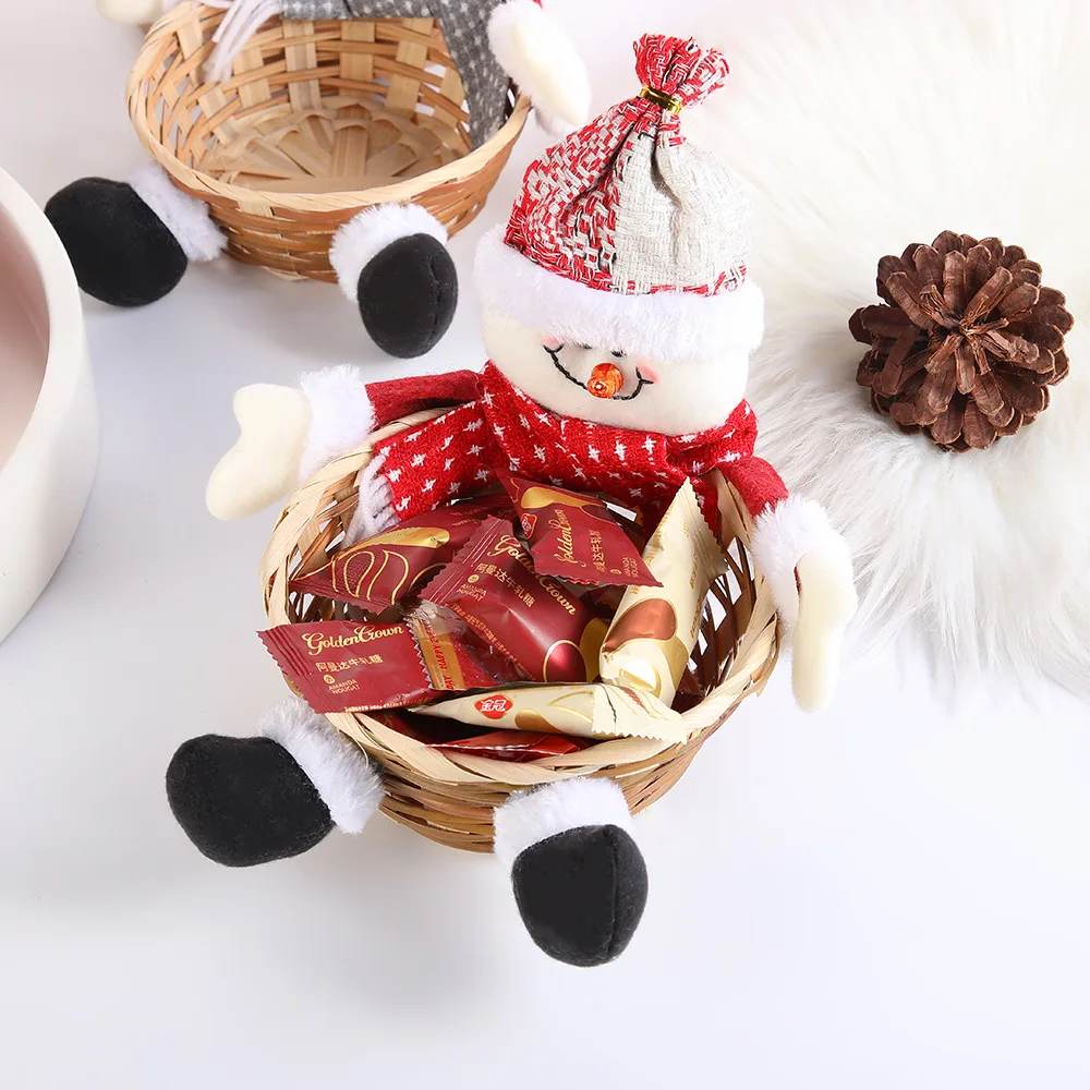 Christmas Candy Basket Decoration Santa Claus, Snowman Fruit Basket Ornaments Cartoon Dolls Apple Baskets Rudolph Decoration