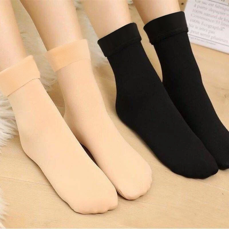 2 Pairs Women Men Adult Socks Solid Color Floor Socks Soft Sleep Velvet Wool Cashmere Home