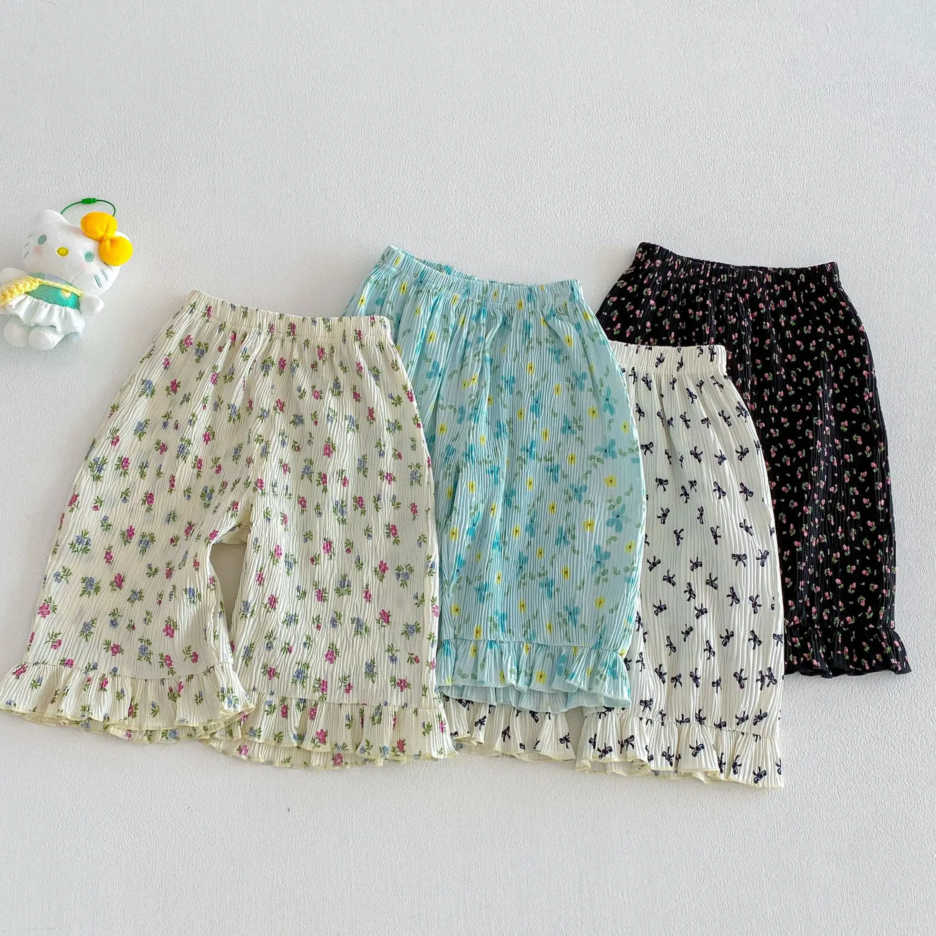 Girls' Fashionable Straight Leg Pants 2026 New Summer Baby Style Full Version Floral Casual Pants Children's Summer Pants