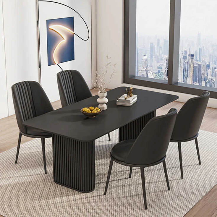 Minimalist Modern Dining Table White Sintered Top 4-8 Seater Wooden Panel Style For Home Furniture For Apartments