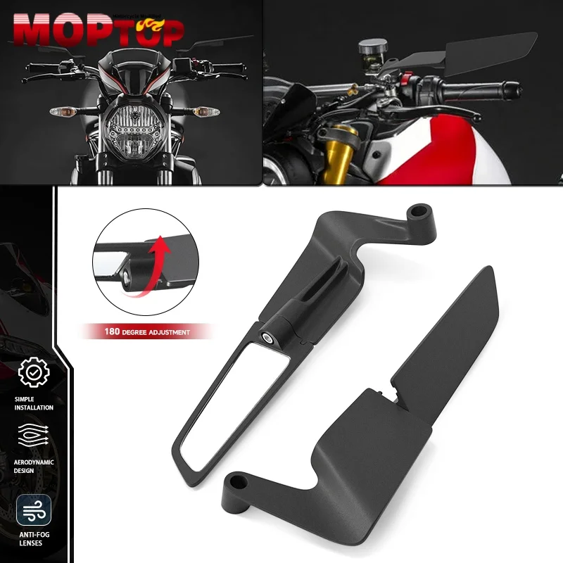 For Scrambler 1100 800 Hypermotard 950 SP Motorcycle Side Rear Mirrors Modified Wind Wing Adjustable Rotating Rearview Mirror