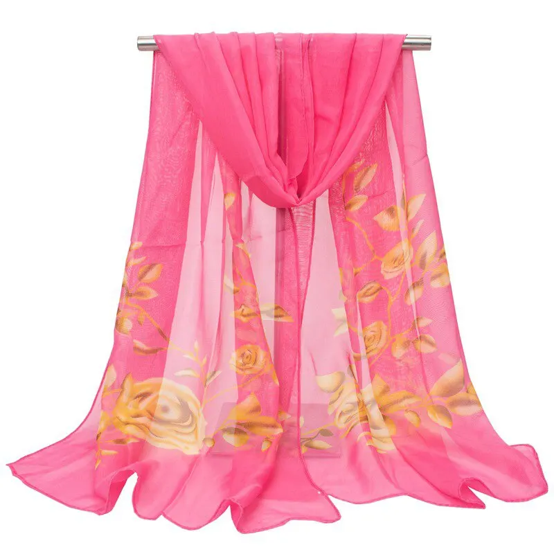 Fashion New Chiffon Silk Scarf Floral Printing Scarf Shawl Travel Vacation Sunscreen Scarf Shawl For Women