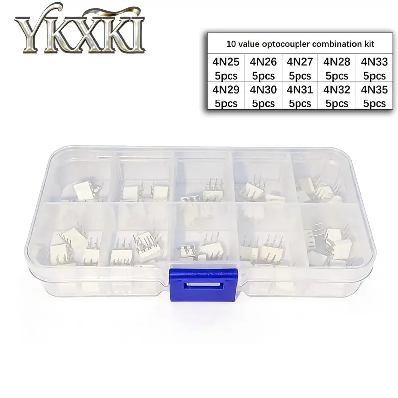 50PCS/Set Optocoupler KIT 4N25 4N26 4N27 4N28 4N33 4N29 4N30 4N32 4N35 4N36 DIP-6 IC Combination kit box