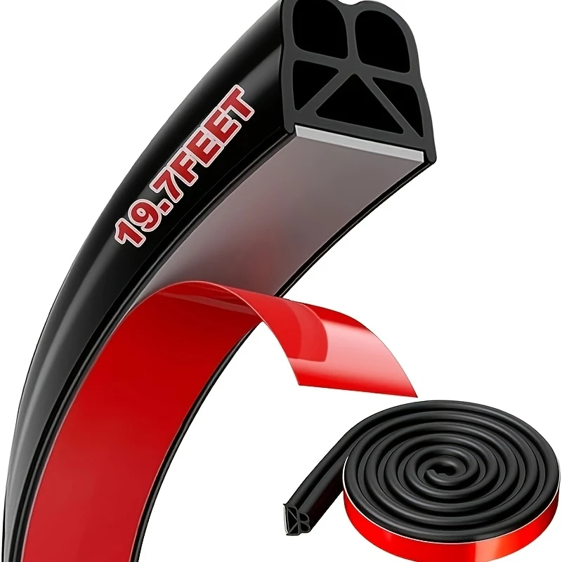 6M Car Door Seals Double-Layer Auto Weatherstrips Protection Soundproof Waterproof Rubber Sealing Strip For Door Trunk Hood